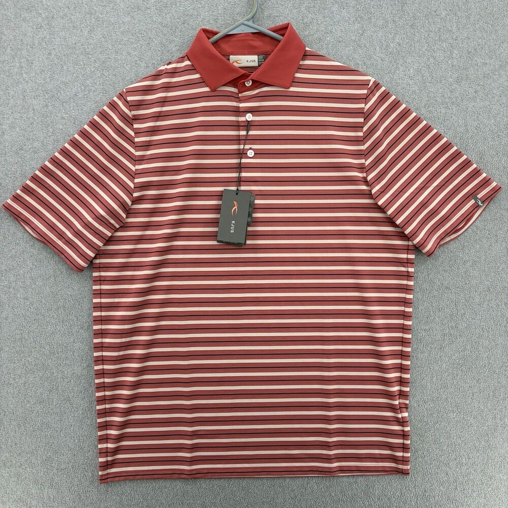 KJUS Luis Multi Stripe Polo Mens 50 M Red White Golf Shirt NWT MG60-J01